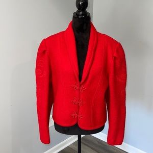 Vintage boiled wool blazer jacket Talbots by the Eagle’s Eye size 8 embroidered